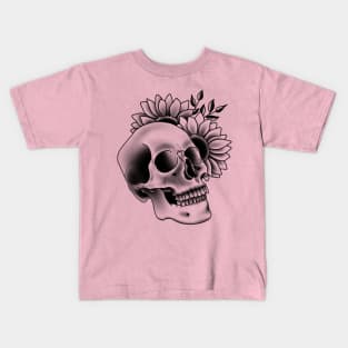 Skull and sunflowers Kids T-Shirt